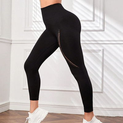 New Hollow Out Leggings Women Seamless Sexy Leggings High Waist Butt Lift Gym Trainning Tights Knit Fashion Yoga Elastic Pants
