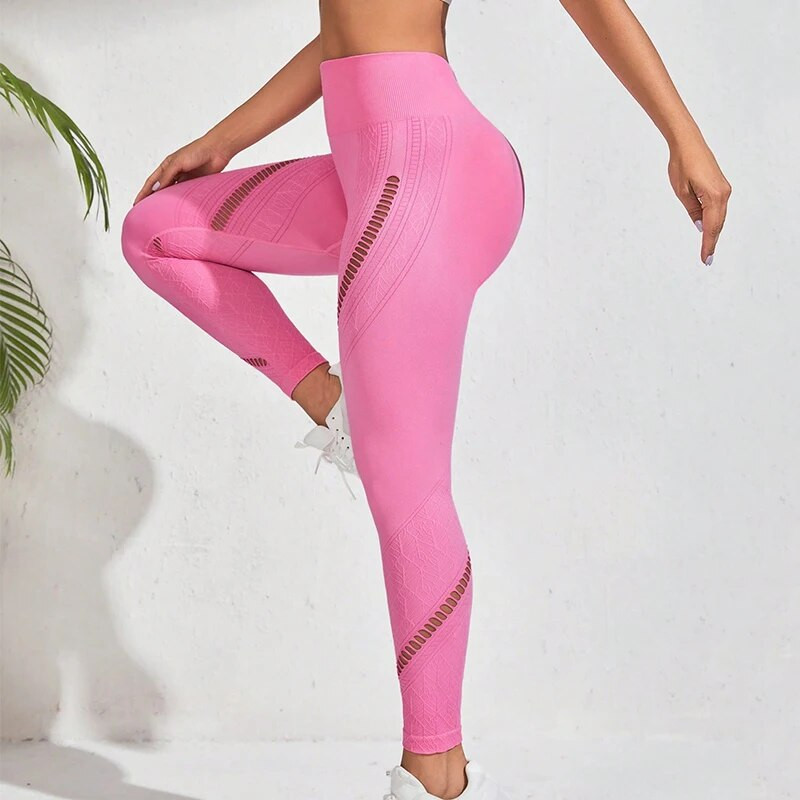 Nove izdubljene tajice Ženske bešavne seksi tajice visokog struka Tajice za vježbanje u teretani Pletene modne elastične hlače za jogu