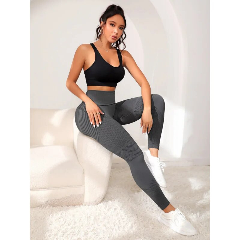 Moterų treniruoklių salė, kūno rengybos antblauzdžiai aukštu juosmeniu, jogos pėdkelnės „push Up“ sportinės antblauzdžiai, moteriškos besiūlės treniruotės Bėgimo sportinė apranga