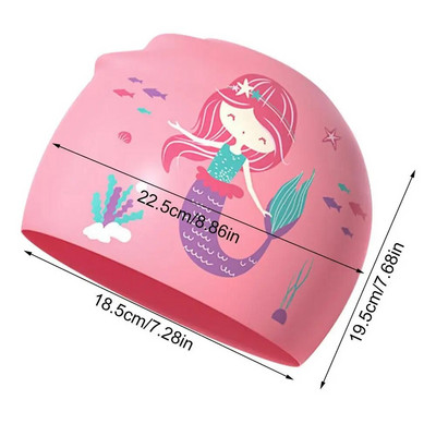 Elastīga auduma peldcepure bērniem, jauka multfilma gariem matiem, jauki bērni aizsargā ausis, peldbaseina cepure zēniem un meitenēm