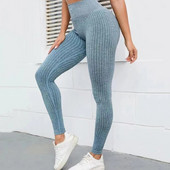 Seanless Thread Leggings Ženske pleteće tanke tajice visokog struka Hip Liftting Visoke elastične tajice za vježbanje na otvorenom Joga tajice