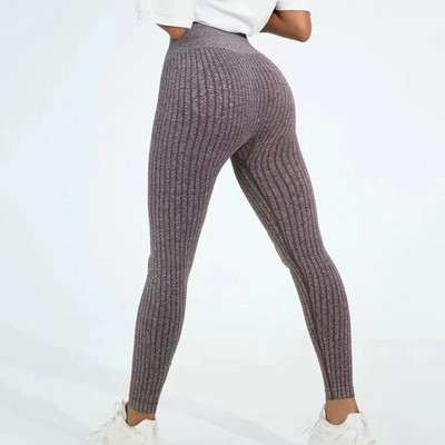 Seanless Thread Leggings Ženske pleteće tanke tajice visokog struka Hip Liftting Visoke elastične tajice za vježbanje na otvorenom Joga tajice