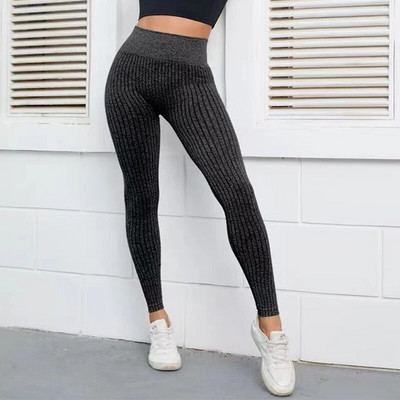 Seanless Thread Leggings Ženske pleteće tanke tajice visokog struka Hip Liftting Visoke elastične tajice za vježbanje na otvorenom Joga tajice