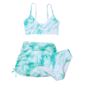 Three Piece Girls Summer Swimwear Printing Dyeing Floral μαγιό Cute Crisscross μαγιό για κορίτσια Μαγιό beachwear Swim