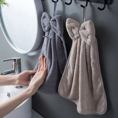 Bowknot Rankšluosčiai Virtuvei Vonios Koralinis Velvet Mikropluošto Minkštas Greitai Išdžiūstančios Sugeriančios Valymo Šluostės Namų Sauna Kilpinis rankšluostis