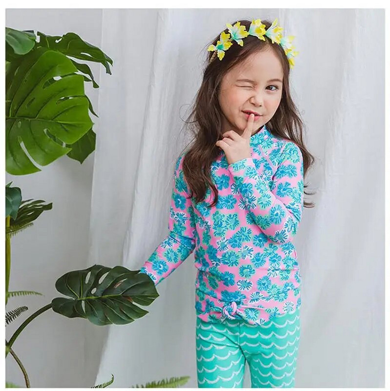 Dječji kupaći kostim za cijelo tijelo Rash Guard za djevojčice, dugi rukavi, UV zaštita UPF50+ Sunčano odijelo 3-11 godina, kupaći kostim za djevojčice, kupaći kostim