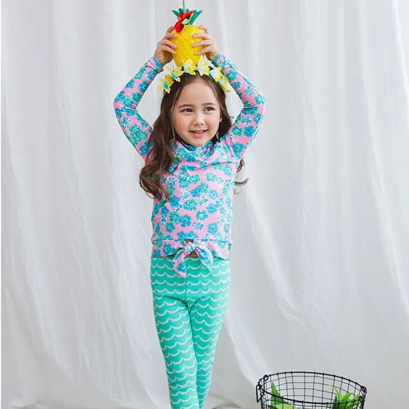 Dječji kupaći kostim za cijelo tijelo Rash Guard za djevojčice, dugi rukavi, UV zaštita UPF50+ Sunčano odijelo 3-11 godina, kupaći kostim za djevojčice, kupaći kostim