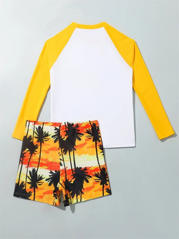 Dječački kupaći kostim 2023. Novi kokosovo drvo Grafiti dugih rukava Dječji kupaći kostimi Ljetni kupaći kostim za djecu od 2 komada za plažu