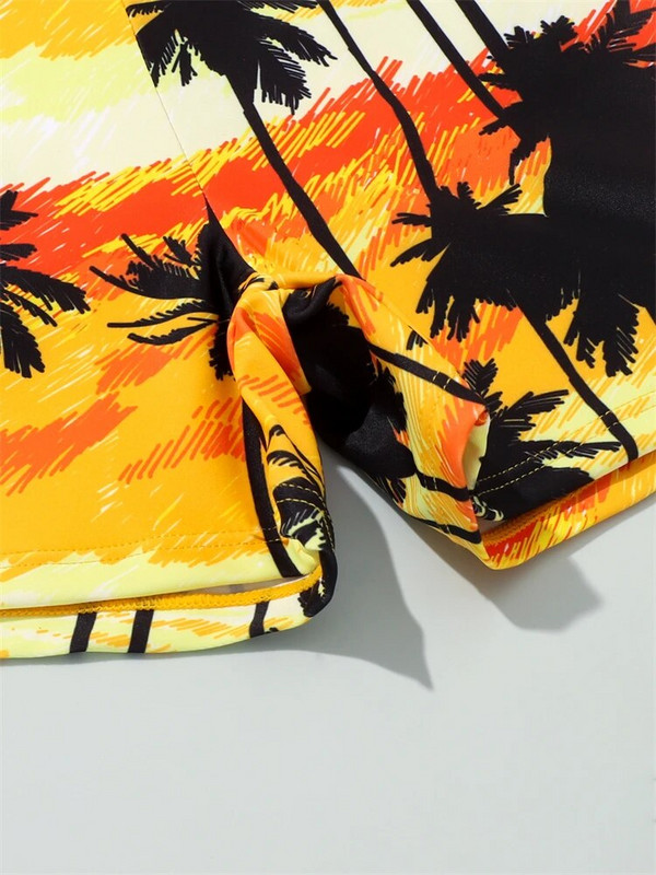 Dječački kupaći kostim 2023. Novi kokosovo drvo Grafiti dugih rukava Dječji kupaći kostimi Ljetni kupaći kostim za djecu od 2 komada za plažu