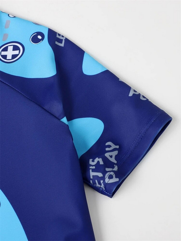 Dječji kupaći kostim za dječake 2023, novi dječji kupaći kostim kratkih rukava s plavim printom, dvodijelni ljetni, dječje kratke hlače, odjeća za plažu, kupaći kostim