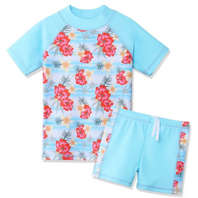 BAOHULU bērnu peldkostīms ar flamingo apdruku, divu gabalu komplekts Tankini UPF 50+ UV aizsargājošs peldkostīms bērnu ūdens sportam, izsitumu aizsargs