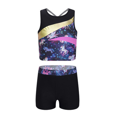 Bērnu peldkostīmi, meiteņu peldkostīmi, divdaļīgs peldkostīms meitenēm ar raibiem apdrukām, topi un šorti, pludmales apģērba bērnu peldkostīms