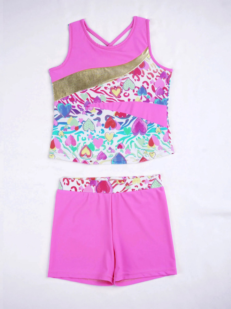 Bērnu peldkostīmi, meiteņu peldkostīmi, divdaļīgs peldkostīms meitenēm ar raibiem apdrukām, topi un šorti, pludmales apģērba bērnu peldkostīms