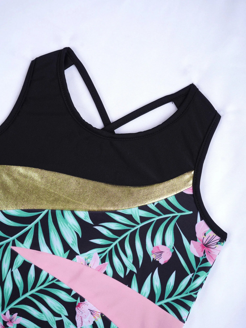 Bērnu peldkostīmi, meiteņu peldkostīmi, divdaļīgs peldkostīms meitenēm ar raibiem apdrukām, topi un šorti, pludmales apģērba bērnu peldkostīms