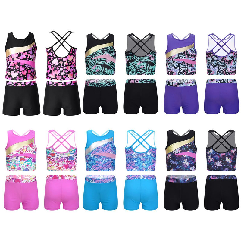 Bērnu peldkostīmi, meiteņu peldkostīmi, divdaļīgs peldkostīms meitenēm ar raibiem apdrukām, topi un šorti, pludmales apģērba bērnu peldkostīms