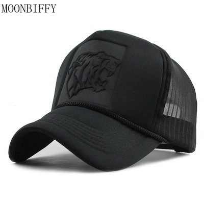 Trucker Hat Hip Hop Black Leopard Print Curved Baseball Caps Summer Mesh Snapback Hats for Women Men Casquette Trucker Cap