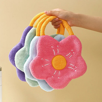 Бързосъхнещи кърпи за ръце Коралов флис Кърпа за носна кърпичка Абсорбираща кърпа за кухня Кухня Почистваща кърпа Творческа форма на цвете