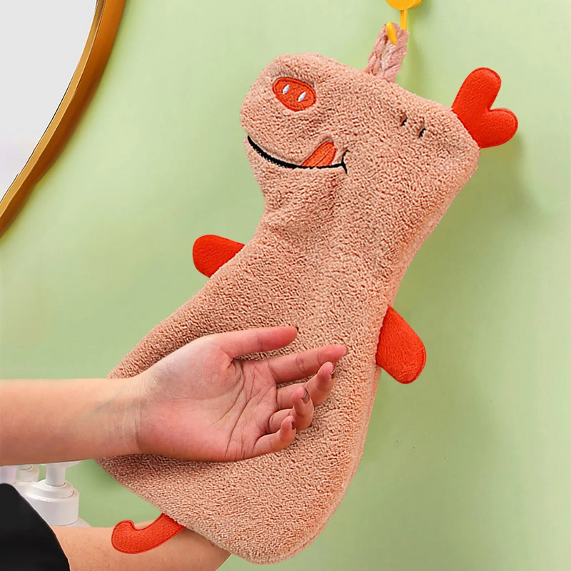 Карикатура Хипопотам Кърпичка Кухненски консумативи Бродерия Мека кърпа за ръце Домашна кухненска кърпа за съдове Монтирана на стена Висяща кърпа