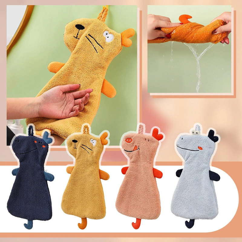 Карикатура Хипопотам Кърпичка Кухненски консумативи Бродерия Мека кърпа за ръце Домашна кухненска кърпа за съдове Монтирана на стена Висяща кърпа