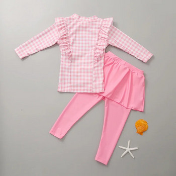 Κοριτσίστικο κοστούμι δύο τεμαχίων 2-11 ετών Παιδικό μακρυμάνικο μαγιό παντελόνι 2023 Παιδικό χαριτωμένο γράμμα με εκτύπωση Μαγιό μωρό μαγιό