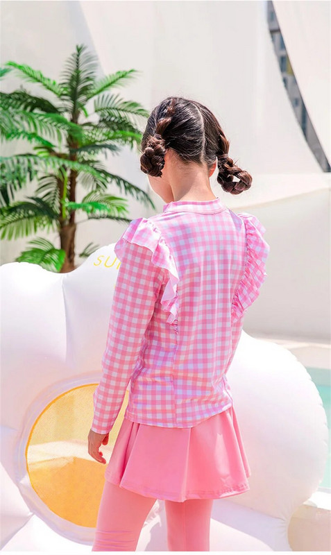 Meitenes divu gabalu uzvalks, 2-11 gadu bērnu peldkostīms ar garām piedurknēm, garām biksēm, 2023. gada mazulis, glīts, burtu apdrukas peldkostīms, bērnu peldkostīms