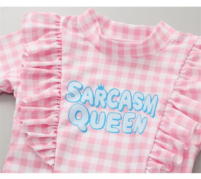 Meitenes divu gabalu uzvalks, 2-11 gadu bērnu peldkostīms ar garām piedurknēm, garām biksēm, 2023. gada mazulis, glīts, burtu apdrukas peldkostīms, bērnu peldkostīms