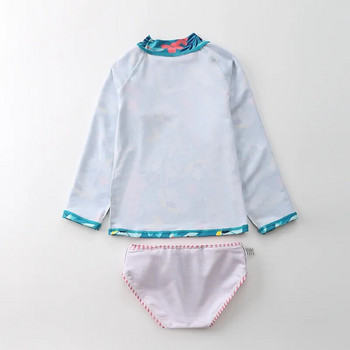Бански костюми за момичета Бебешки бански костюм с дълги ръкави от две части Анти UV летни плажни дрехи за баня Русалка Еднорог Бански костюм Детски