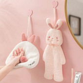 Кърпа за ръце с анимационен заек Творчески удебелени абсорбиращи кърпи от коралово кадифе за баня Почистване на кухня Бързосъхнеща кърпа за съдове