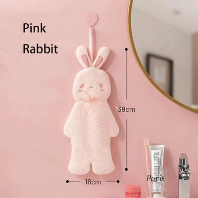 Кърпа за ръце с анимационен заек Творчески удебелени абсорбиращи кърпи от коралово кадифе за баня Почистване на кухня Бързосъхнеща кърпа за съдове