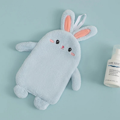 Абсорбираща висяща тип сладък заек Бродирана кърпа Home Decora с двойно предназначение Коралова кадифена кърпа за ръце Консумативи за баня