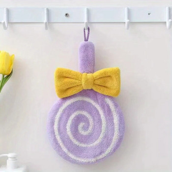 Cute Lollipop Меки висящи кърпи за ръце за деца, кърпи за пране с примка за окачване, абсорбираща кърпа за кухня, баня, спалня