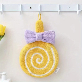 Cute Lollipop Меки висящи кърпи за ръце за деца, кърпи за пране с примка за окачване, абсорбираща кърпа за кухня, баня, спалня