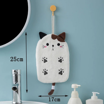 1kom super upijajućeg visećeg izvezenog ručnika za mačke Home Decora dvonamjenskog koraljnog baršunastog ručnika za ruke Kupaonski pribor