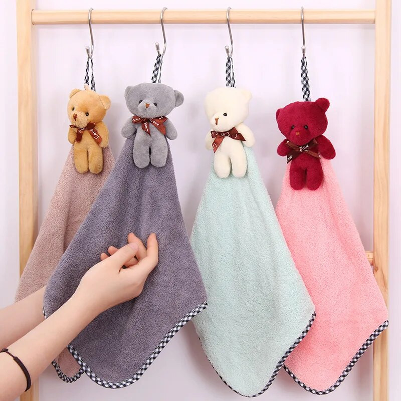 Cartoon Rabbit Coral Velvet rankšluostis virtuvei Vonios Mikropluošto minkštas greitai džiūstantis sugeriantis namų rankšluostis