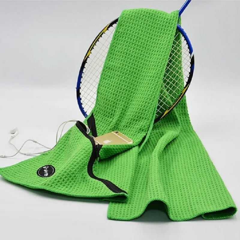 Waffle Checks Sportski ručnik od mikrovlakana s džepom na patentni zatvarač 30*110 cm Brzosušeći Plivanje Kampiranje Putovanja Teretana Joga Golf Ručnici Fitnes