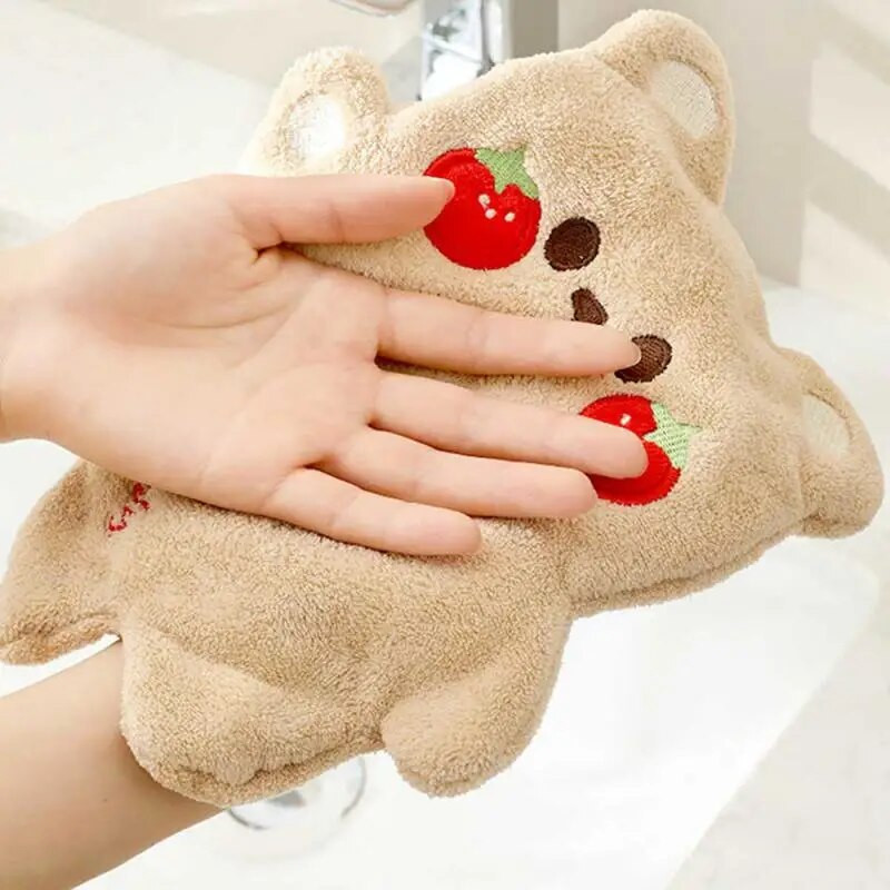 Симпатична анимационна кърпа за ръце с животни Двуслойна удебелена кърпа за деца Домашна кърпа за чинии Абсорбираща бързосъхнеща кухненска парцал за баня