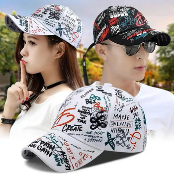 Нови графити хип-хоп Kpop Мъже Жени Бейзболни шапки Памучни дишащи Snapback Скейтборд Спортни шапки Възрастни Cool Streetwear Мода
