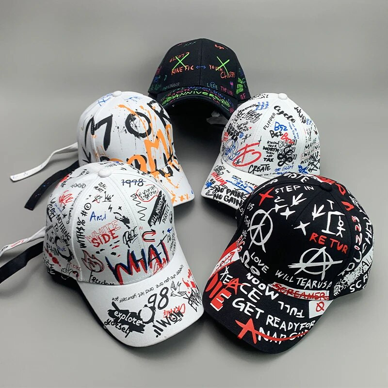Novi Graffiti Hip-Hop Kpop Muškarci Žene Bejzbol kape Pamučne prozračne Snapback Sportske kape za skejtbord Adult Cool Streetwear Moda