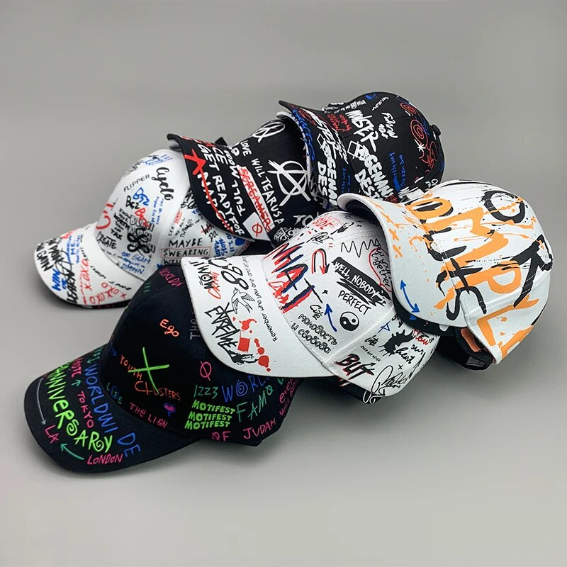 Novi Graffiti Hip-Hop Kpop Muškarci Žene Bejzbol kape Pamučne prozračne Snapback Sportske kape za skejtbord Adult Cool Streetwear Moda