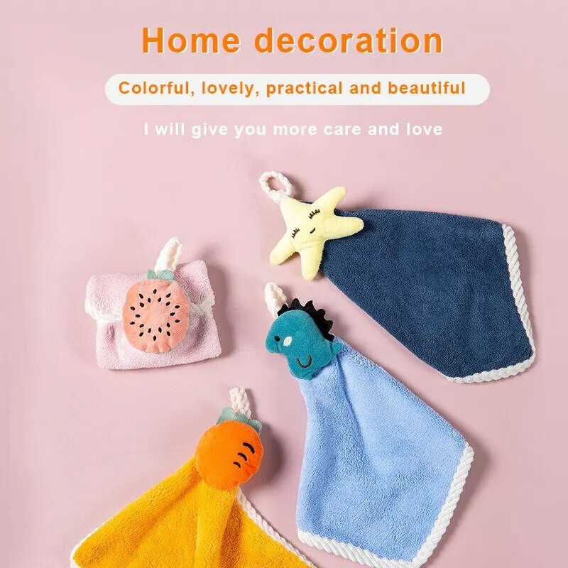 Koralų vilnos pakabinamas storas rankšluostis Animacinis rankšluostis Mielas sugeriantis rankšluostis Valymo audinio skudurinė nosinė