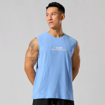 Ανδρικό γιλέκο για τζόκινγκ γυμναστήριο Tank Muscle Gym Sports Skin-tight Quick Dry Breathable λεπτό αμάνικο ελαστικό γιλέκο Fitness Top ποδηλατικό μπλουζάκι
