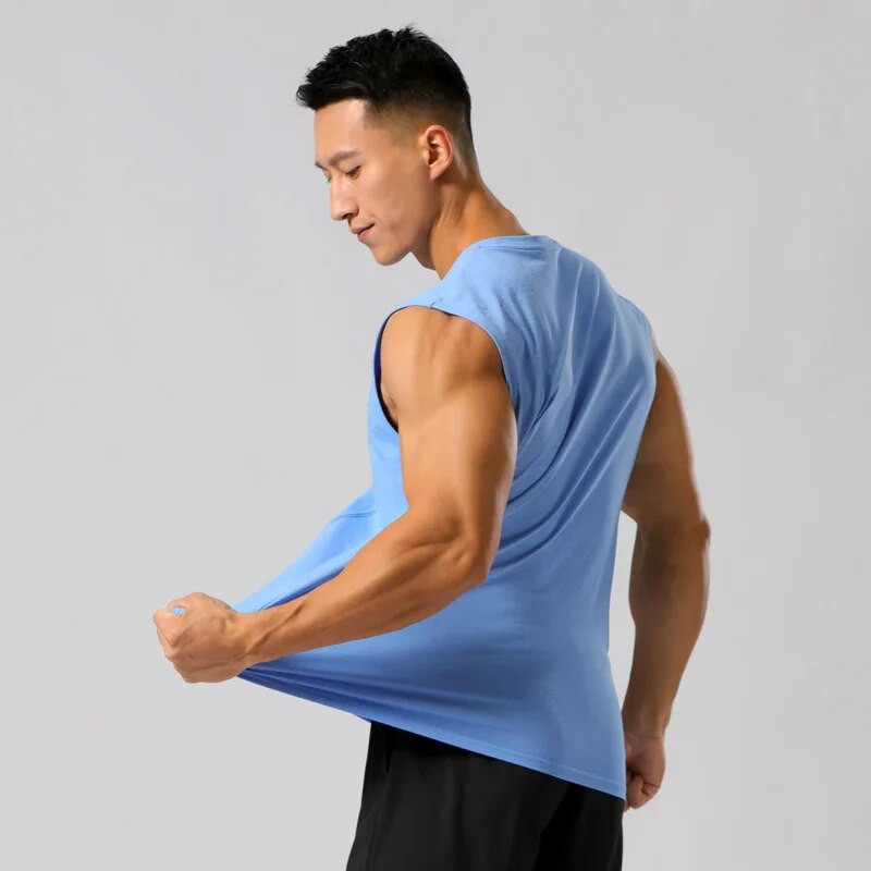 Muški prsluk za trčanje u teretani, sportski, uski, brzo sušeći, prozračni, tanki, elastični prsluk bez rukava, fitness majica, biciklistička majica
