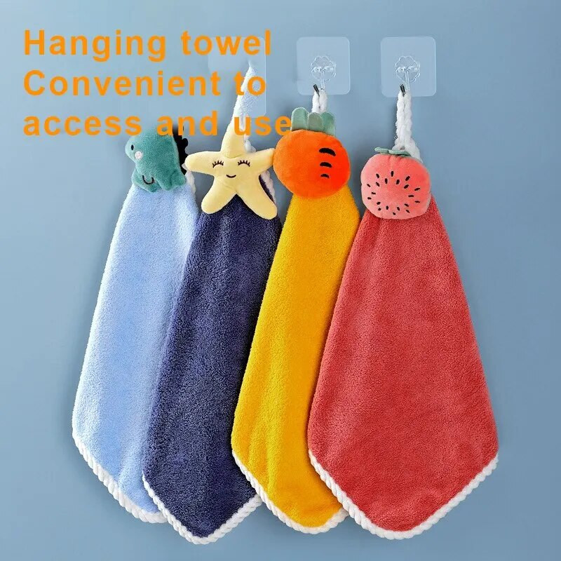 Коралов флис Закачаща се удебелена кърпа КарикатураКърпа Сладки абсорбиращи кърпи за ръце Почистваща кърпа Парцал Носна кърпа