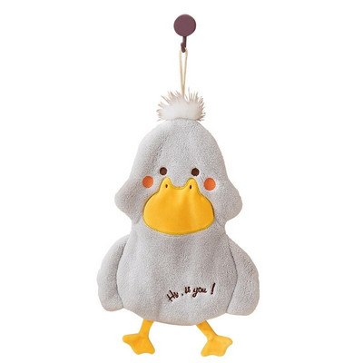 Sugeriantis daugiafunkcis pakabinamas rankšluostis mielas animacinis anties koralinis aksominis minkštas vaikų rankšluostis