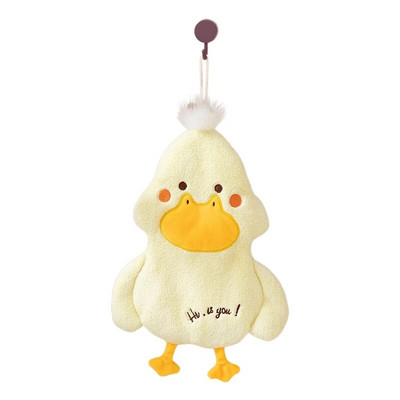 Sugeriantis daugiafunkcis pakabinamas rankšluostis mielas animacinis anties koralinis aksominis minkštas vaikų rankšluostis