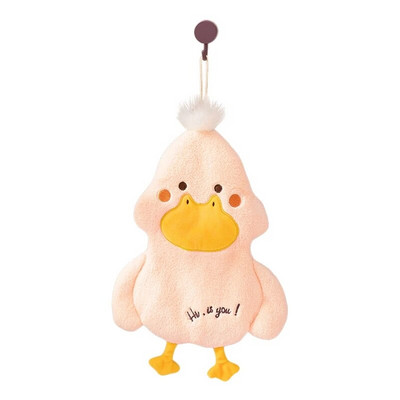 Sugeriantis daugiafunkcis pakabinamas rankšluostis mielas animacinis anties koralinis aksominis minkštas vaikų rankšluostis