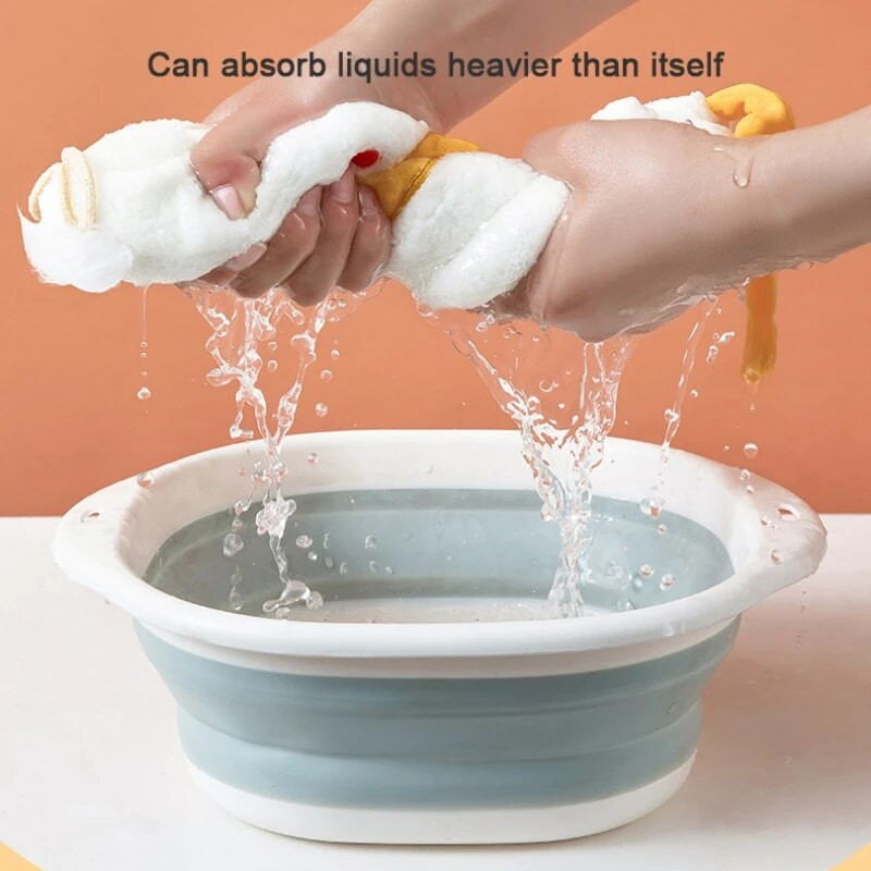 Sugeriantis daugiafunkcis pakabinamas rankšluostis mielas animacinis anties koralinis aksominis minkštas vaikų rankšluostis