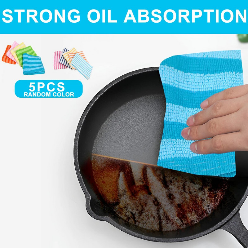 5 bucăți cârpă de curățare din microfibră, cârpă reutilizabilă pentru curățarea bucătăriei, cârpe absorbante, lavabile, moale pentru curățare, cârpă de vase