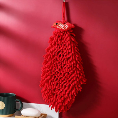 Rabbit Year Red Chenille Хавлиени кърпи за ръце Кухня Баня Хавлиени кърпи Карикатура Бързосъхнещи меки абсорбиращи кърпи за бродерия