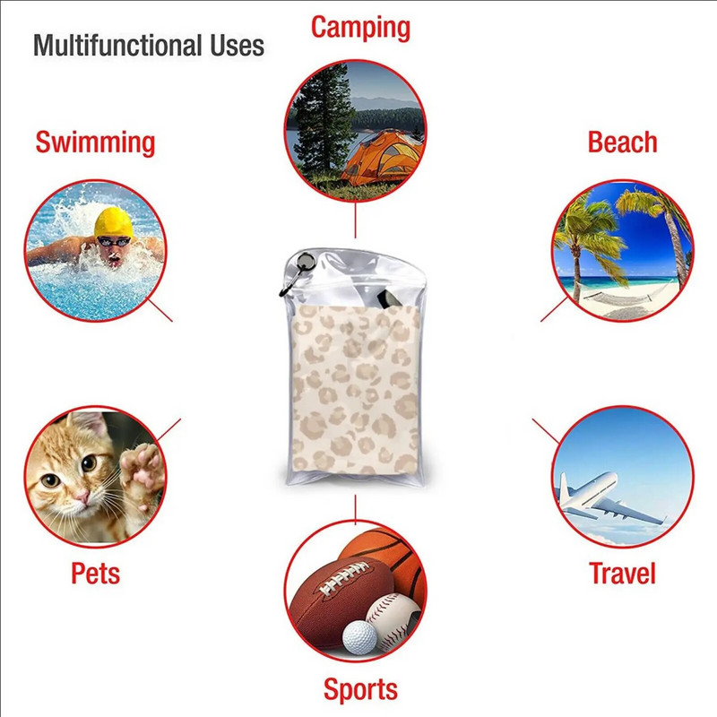 Bež životinjski print Home Decor by Erin Kendal Brzosušivi ručnik Teretana Sportsko kupatilo Prijenosni Bež Erin Kendal Leopard svijetla životinja